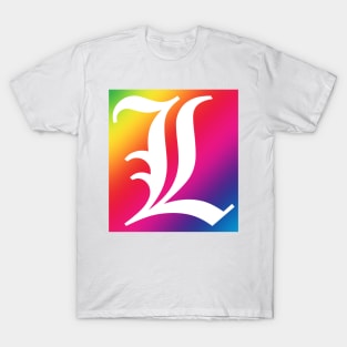 Rainbow White Letter L T-Shirt